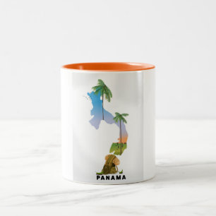 Tasse 2 Couleurs Affiche de voyage illustrée carte du Panama.