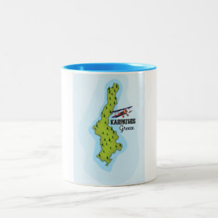 Tasse 2 Couleurs Affiche de voyage illustrée de la carte grecque de