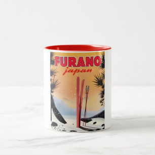Tasse 2 Couleurs Affiche de voyage japonaise Furano.