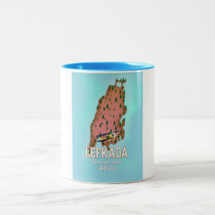 Tasse 2 Couleurs Affiche de voyage Lefkada Grèce.