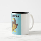 Tasse 2 Couleurs Affiche de voyage lettone. (Devant droit)