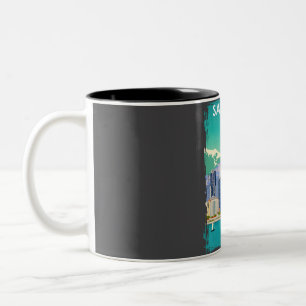 Tasse 2 Couleurs Affiche de voyage minima Vintage de San Diego en C