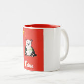 Tasse 2 Couleurs Affiche de voyage Panda Chine. (Devant droit)