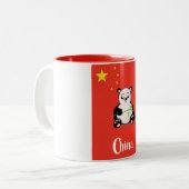 Tasse 2 Couleurs Affiche de voyage Panda Chine. (Devant gauche)