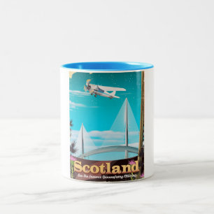 Tasse 2 Couleurs Affiche de voyage Queensferry Crossing Écosse