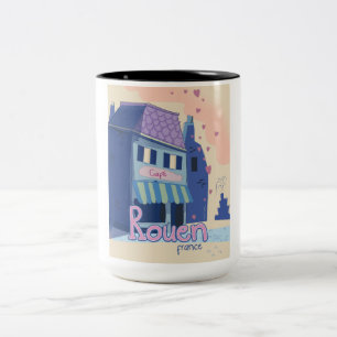 Tasse 2 Couleurs Affiche de voyage Rouen France.