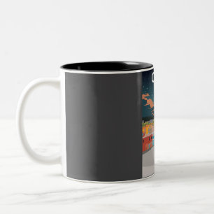 Tasse 2 Couleurs affiche de voyage vintage Crète Grèce la nuit