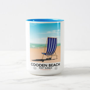 Tasse 2 Couleurs Affiche de voyage vintage de Cooden Beach East Sus