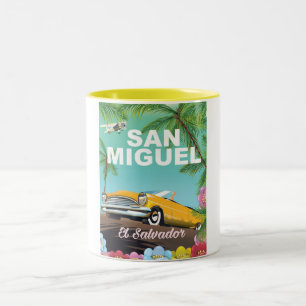 Tasse 2 Couleurs Affiche de voyage vintage de San Miguel El Salvado