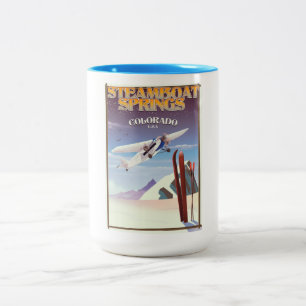 Tasse 2 Couleurs Affiche de voyage vintage de Steamboat Springs col