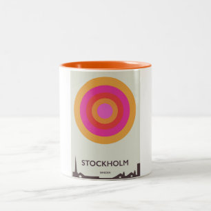 Tasse 2 Couleurs Affiche de voyage vintage de Stockholm, Suède.