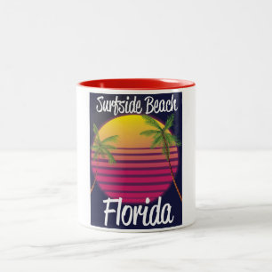 Tasse 2 Couleurs affiche de voyage vintage de surfside beach florid