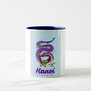 Tasse 2 Couleurs Affiche de voyage vintage dragon Vietnam Hanoï