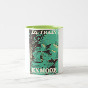 Tasse 2 Couleurs Affiche de voyage vintage du parc national d'Exmoo