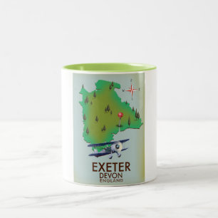 Tasse 2 Couleurs Affiche de voyage vintage Exeter Devon