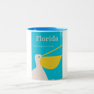 Tasse 2 Couleurs Affiche de voyage vintage Floride Pélican
