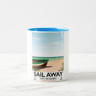 Tasse 2 Couleurs Affiche de voyage vintage "Partir en mer"