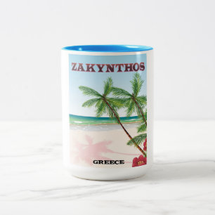 Tasse 2 Couleurs Affiche de voyage Zakynthos Grèce