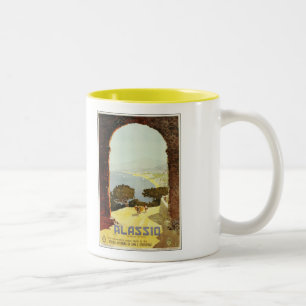 Tasse 2 Couleurs Affiche italienne de voyage d'Alassio des années