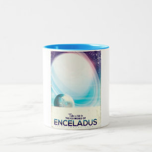 Tasse 2 Couleurs Affiche vintage du voyage spatial sur Enceladus