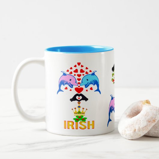 Tasse 2 Couleurs Afficher ☘ I Love Irish-Frisky Couple Fab (Avec donut)