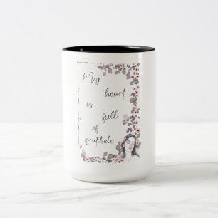 Tasse 2 Couleurs Affirmation de gratitude. Floraison de l'état d'es