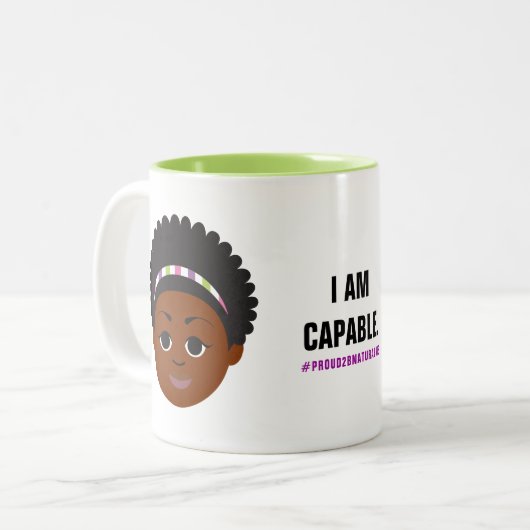 Tasse 2 Couleurs Affirmation #Proud2BNaturalMe (Devant gauche)