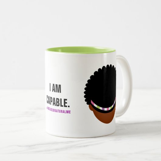 Tasse 2 Couleurs Affirmation #Proud2BNaturalMe (Devant droit)