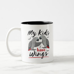Tasse 2 Couleurs African Grey Maman Papa Mes enfants ont des ailes