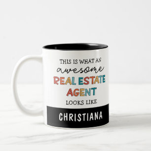 Tasse 2 Couleurs Agent Immobilier Personnalisé Drôle Awesome Réalis