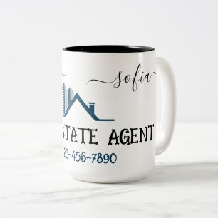 Tasse 2 Couleurs Agent immobilier personnalisé Petite entreprise