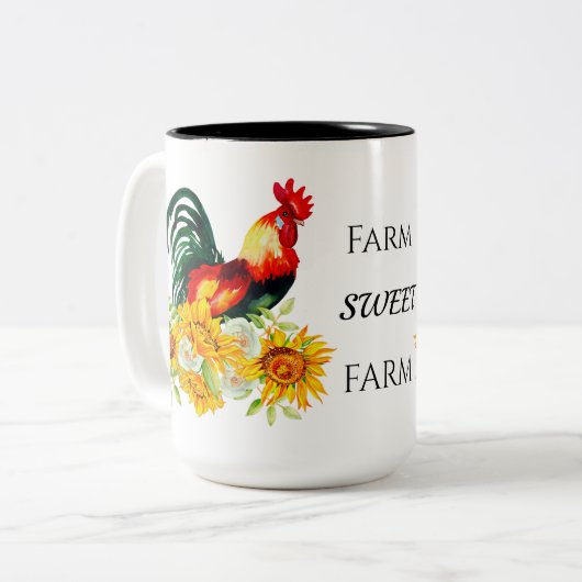 Tasse 2 Couleurs Agritourisme Agritourisme Floral Rooster (Devant gauche)