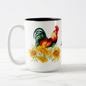 Tasse 2 Couleurs Agritourisme Agritourisme Floral Rooster (Gauche)