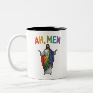 Tasse 2 Couleurs Ah Men drôle LGBT Gay Pride Jésus Drapeau Arc-en-C