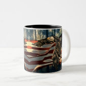 Tasse 2 Couleurs Aigle à drapeau américain (Devant droit)