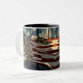 Tasse 2 Couleurs Aigle à drapeau américain (Devant gauche)