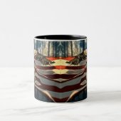 Tasse 2 Couleurs Aigle à drapeau américain (Centre)