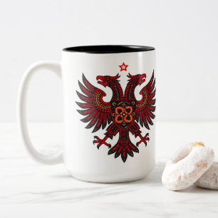 Tasse 2 Couleurs Aigle Double Albanais Art Ethnique Céramique Mu