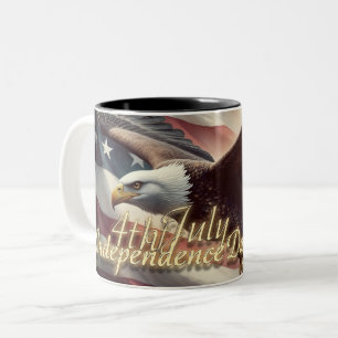 Tasse 2 Couleurs Aigle du 4 juillet avec drapeau américain