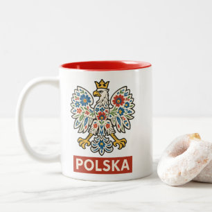 Tasse 2 Couleurs Aigle Floral Folklorique Polska Polonais
