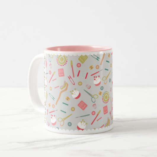 Tasse 2 Couleurs Aimer Accessoires de couture Gris (Devant gauche)