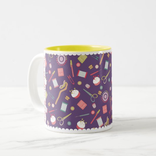 Tasse 2 Couleurs Aimer Accessoires de couture violet (Devant gauche)