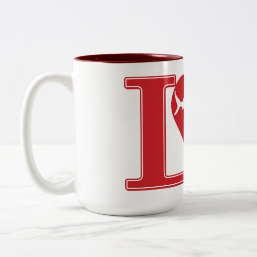 Tasse 2 Couleurs Aimer le requin (Gauche)