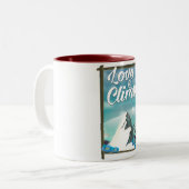 Tasse 2 Couleurs Aimer pour grimper affiche de voyage de style vint (Devant gauche)
