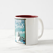 Tasse 2 Couleurs Aimer pour grimper affiche de voyage de style vint (Devant droit)
