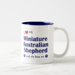Tasse 2 Couleurs Aimez mon berger australien miniature (le chien