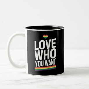 Tasse 2 Couleurs Aimez qui vous voulez drapeau Gay pride arc-en-cie