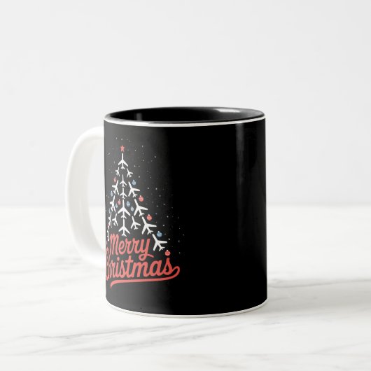 Tasse 2 Couleurs Airplane Christmas Tree Pilot (Devant gauche)