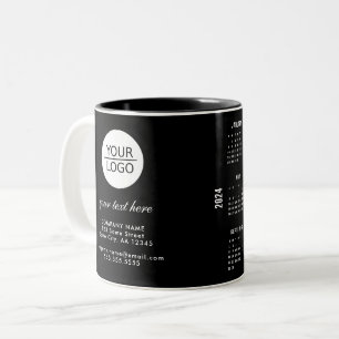Tasse 2 Couleurs Ajouter un logo Texte personnalisé Société Calendr
