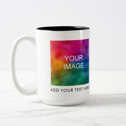 Tasse 2 Couleurs Ajouter une image photo logo commercial Texte Crée (Gauche)